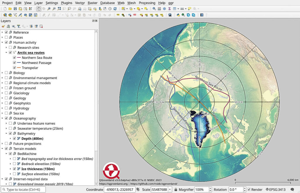 Screenshot from the QGreenland tool